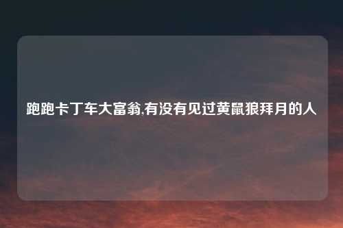 跑跑卡丁车大富翁,有没有见过黄鼠狼拜月的人