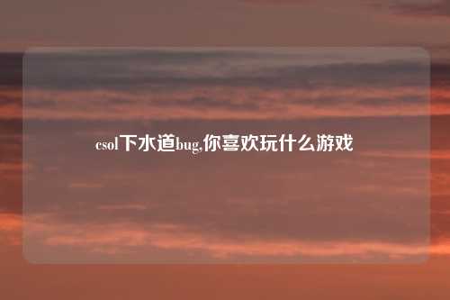 csol下水道bug,你喜欢玩什么游戏