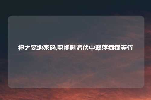 神之墓地密码,电视剧潜伏中翠萍痴痴等待