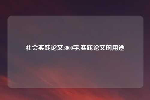 社会实践论文3000字,实践论文的用途