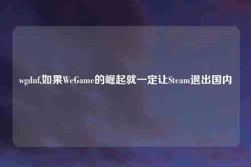wgdnf,如果WeGame的崛起就一定让Steam退出国内