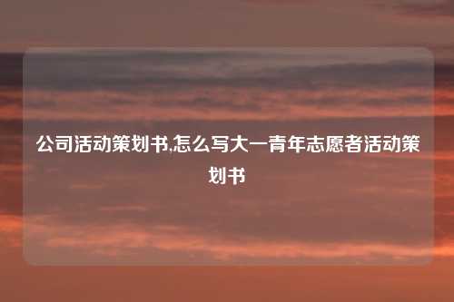 公司活动策划书,怎么写大一青年志愿者活动策划书