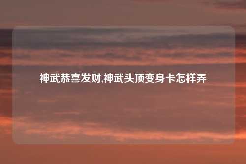 神武恭喜发财,神武头顶变身卡怎样弄