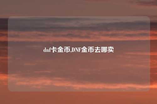 dnf卡金币,DNF金币去哪卖