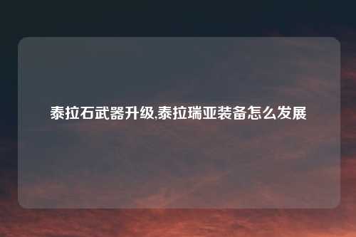 泰拉石武器升级,泰拉瑞亚装备怎么发展
