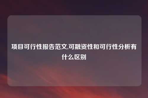 项目可行性报告范文,可融资性和可行性分析有什么区别