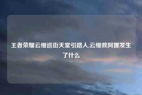 王者荣耀云缨巡街天堂引路人,云缨救阿狸发生了什么