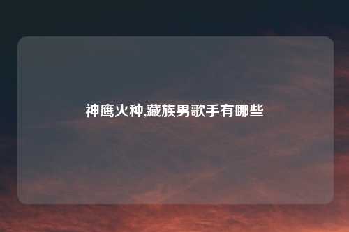 神鹰火种,藏族男歌手有哪些