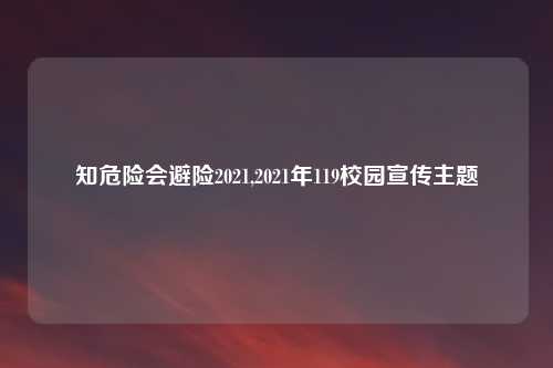 知危险会避险2021,2021年119校园宣传主题