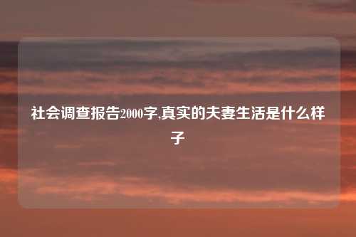 社会调查报告2000字,真实的夫妻生活是什么样子