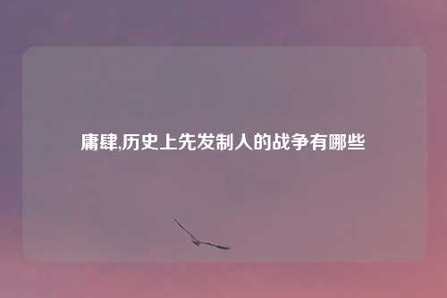 庸肆,历史上先发制人的战争有哪些