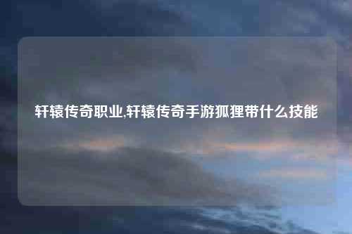 轩辕传奇职业,轩辕传奇手游狐狸带什么技能