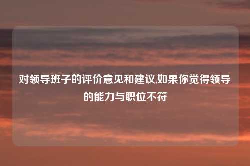 对领导班子的评价意见和建议,如果你觉得领导的能力与职位不符