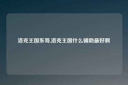 洛克王国东哥,洛克王国什么辅助最好啊