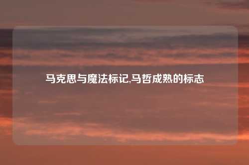 马克思与魔法标记,马哲成熟的标志
