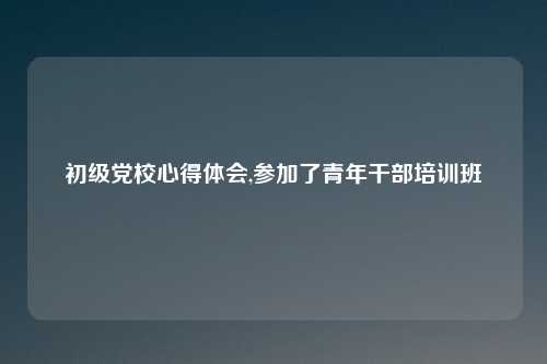 初级党校心得体会,参加了青年干部培训班