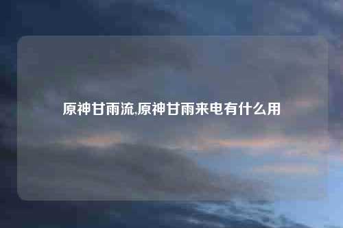 原神甘雨流,原神甘雨来电有什么用