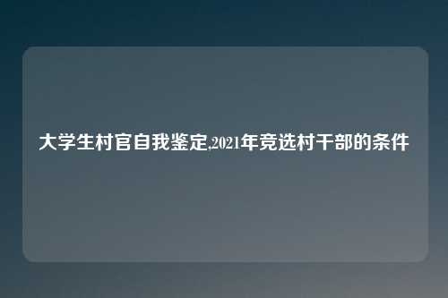 大学生村官自我鉴定,2021年竞选村干部的条件
