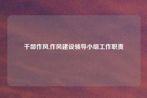 干部作风,作风建设领导小组工作职责