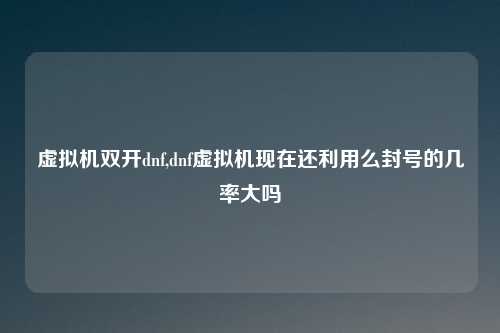 虚拟机双开dnf,dnf虚拟机现在还利用么封号的几率大吗