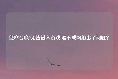 使命召唤9无法进入游戏,难不成网络出了问题?