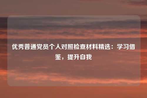 优秀普通党员个人对照检查材料精选：学习借鉴，提升自我