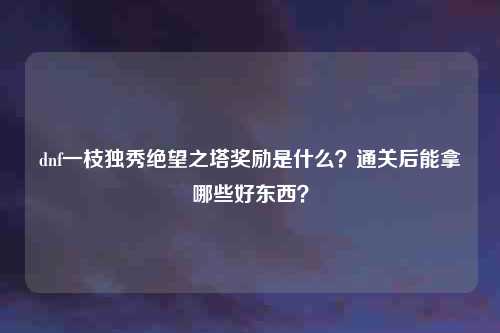 dnf一枝独秀绝望之塔奖励是什么？通关后能拿哪些好东西？