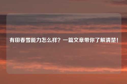 有田春雪能力怎么样？一篇文章带你了解清楚！