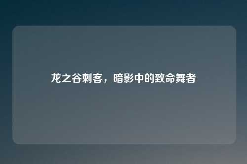 龙之谷刺客，暗影中的致命舞者