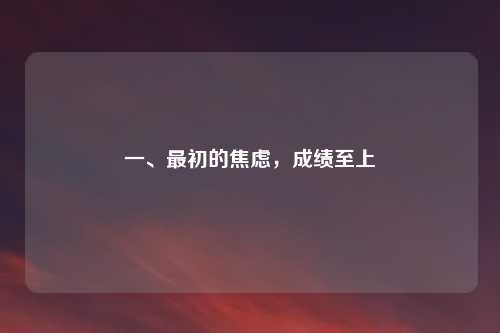 一、最初的焦虑，成绩至上