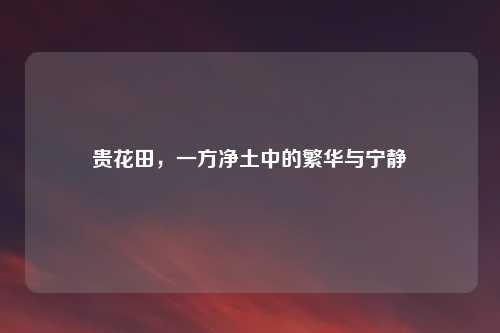 贵花田，一方净土中的繁华与宁静