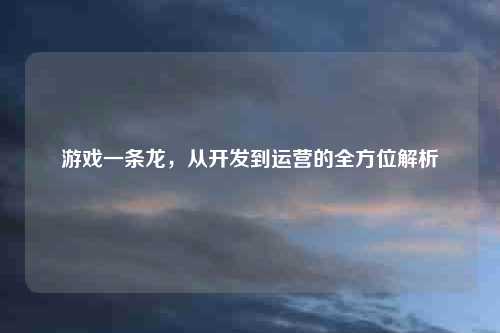 游戏一条龙，从开发到运营的全方位解析