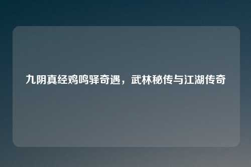 九阴真经鸡鸣驿奇遇，武林秘传与江湖传奇