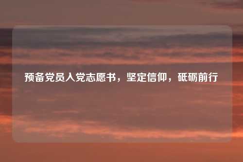 预备党员入党志愿书，坚定信仰，砥砺前行