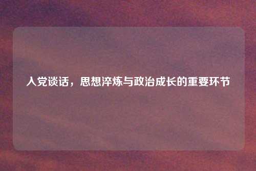 入党谈话，思想淬炼与政治成长的重要环节