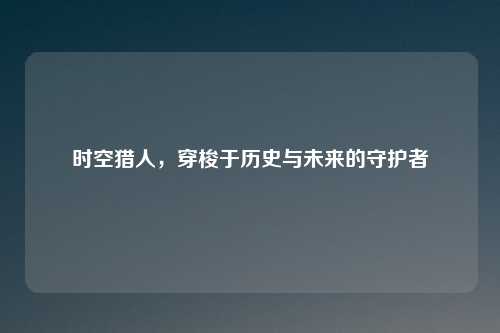 时空猎人，穿梭于历史与未来的守护者