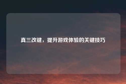 真三改键，提升游戏体验的关键技巧