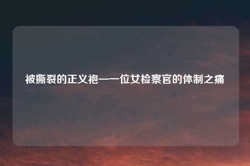 被撕裂的正义袍—一位女检察官的体制之痛