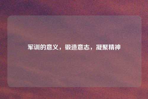 军训的意义，锻造意志，凝聚精神