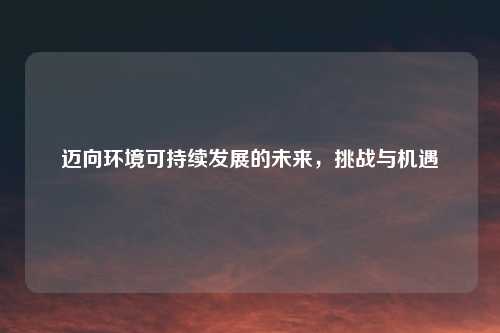 迈向环境可持续发展的未来，挑战与机遇
