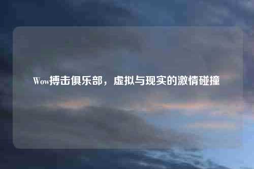 Wow搏击俱乐部，虚拟与现实的激情碰撞