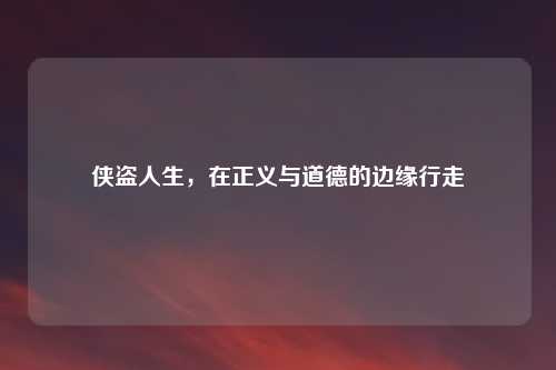 侠盗人生，在正义与道德的边缘行走