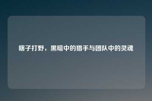 瞎子打野，黑暗中的猎手与团队中的灵魂